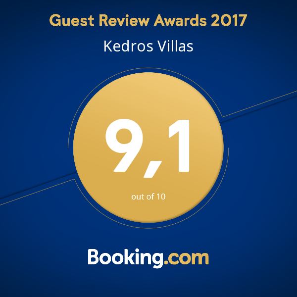 Kedros Villas wins Booking.com Guest Review Award 2017